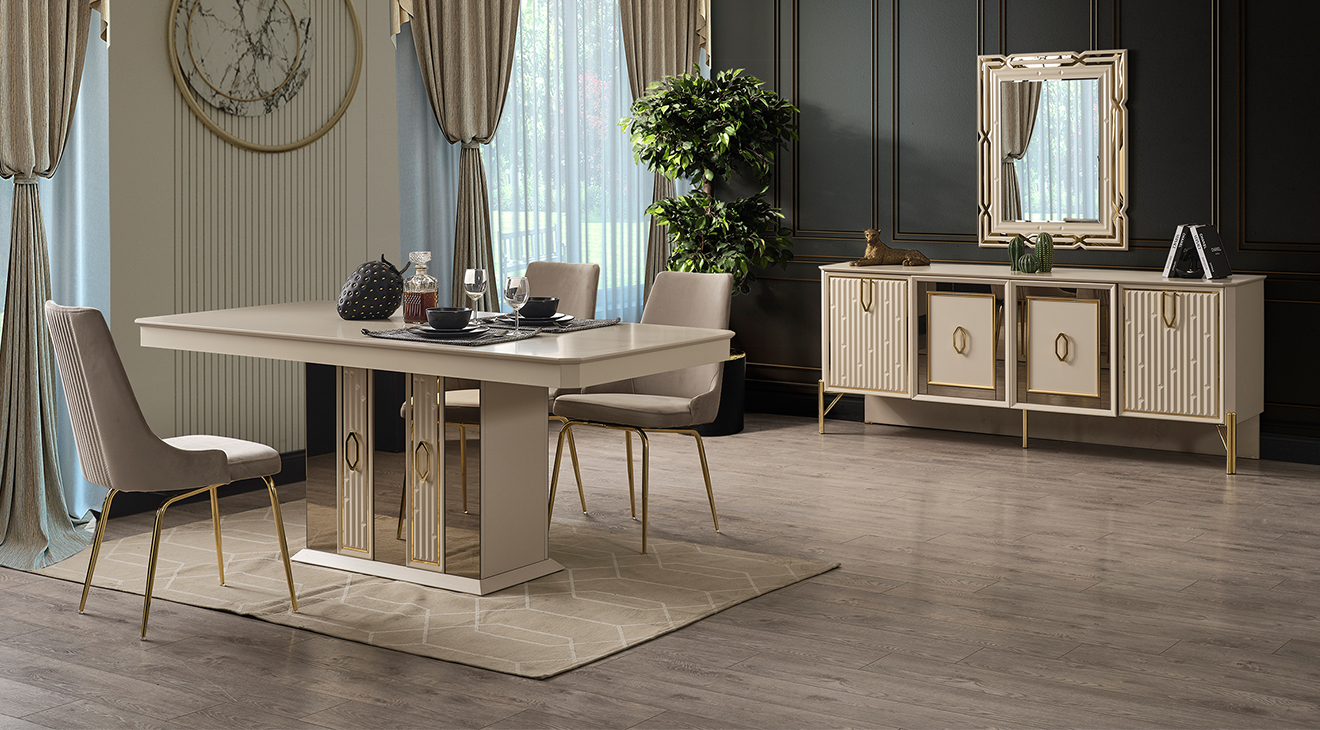 Bahar Gold Metal Ayaklı Yemek Odası Takımı Yemek Odası