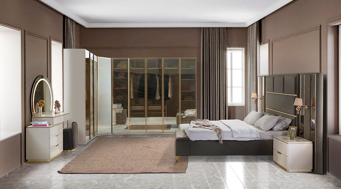 Kapadokya Köşe Dolaplı Yatak Odası Takımı Giyinme Odası