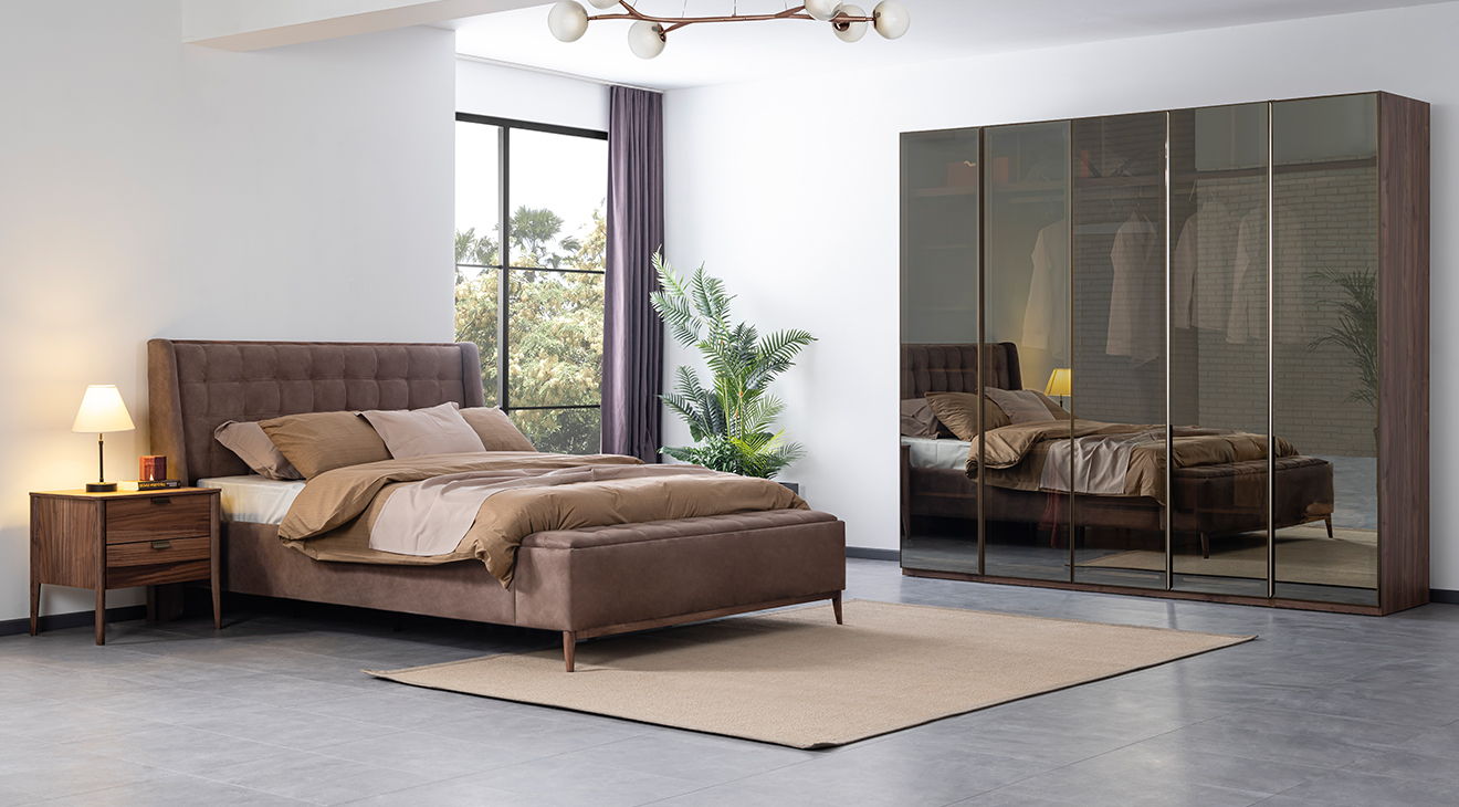 Antik 5 Kapaklı Ceviz Yatak Odası Takımı Yatak Odası