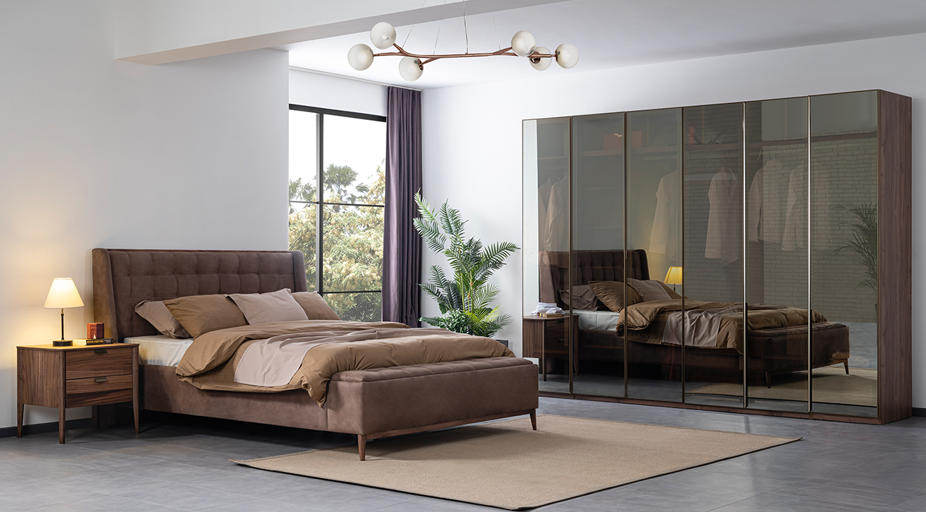 Antik 6 Kapaklı Ceviz Yatak Odası Takımı 2 Yatak Odası