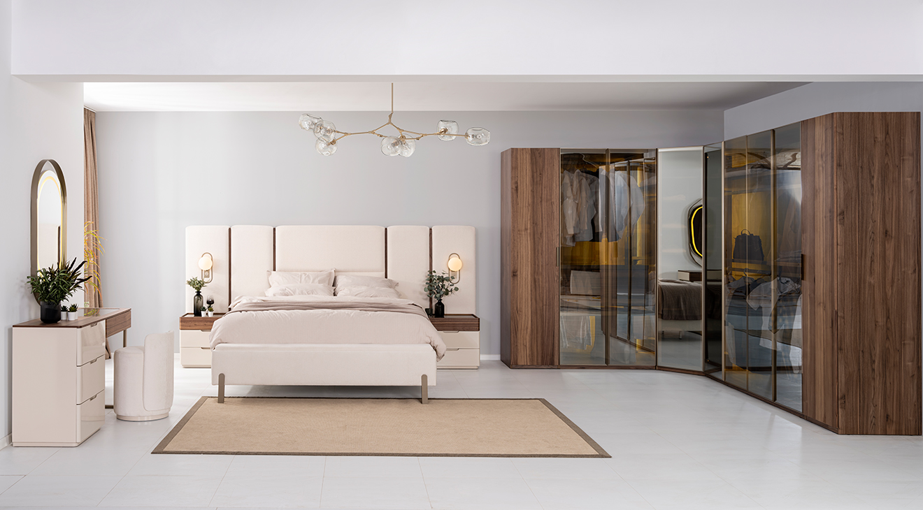 Bağdat Köşe Dolaplı Yatak Odası Takımı Köşe Dolap