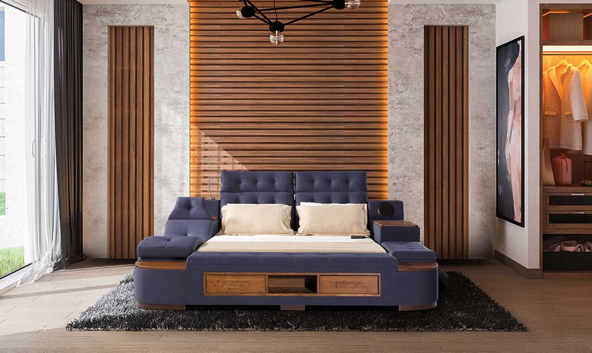 Luxe Life Mavi Masajlı Ses Sistemli Akıllı Karyola Akıllı Karyola