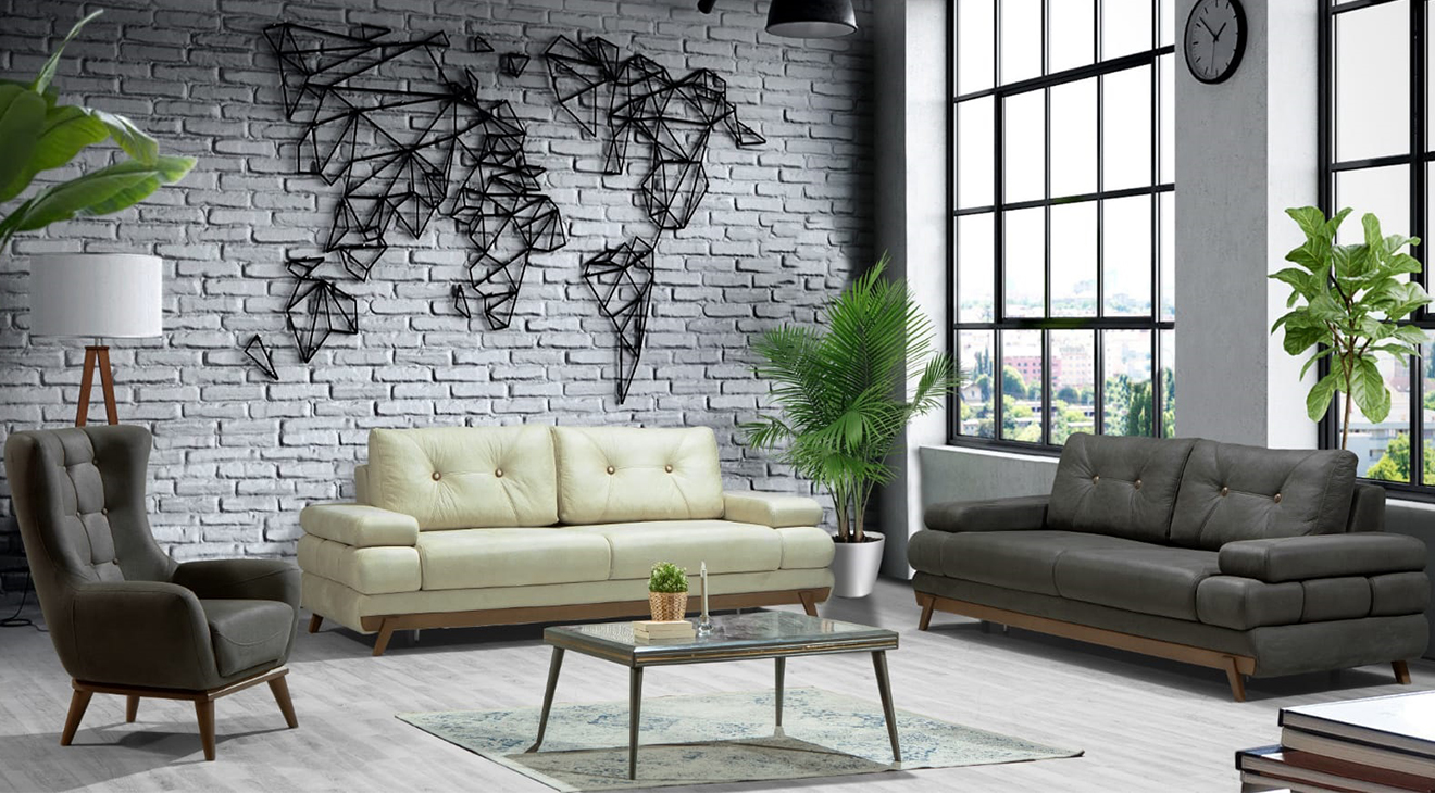 Optimus Yataklı Sandıklı Ahşap Ayaklı Koltuk Takımı Yataklı Koltuk Takımları