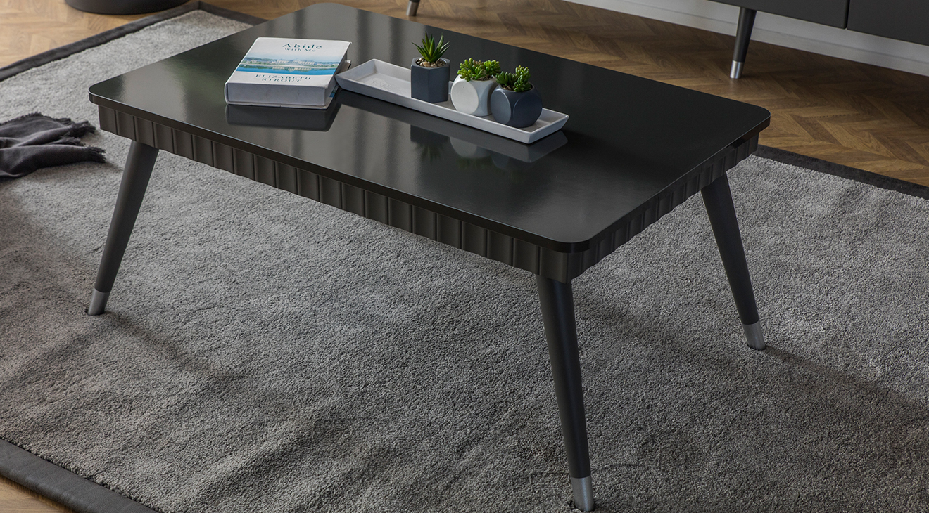 Tesla Antrasit Ahşap Ayaklı Orta Sehpa Orta Sehpa