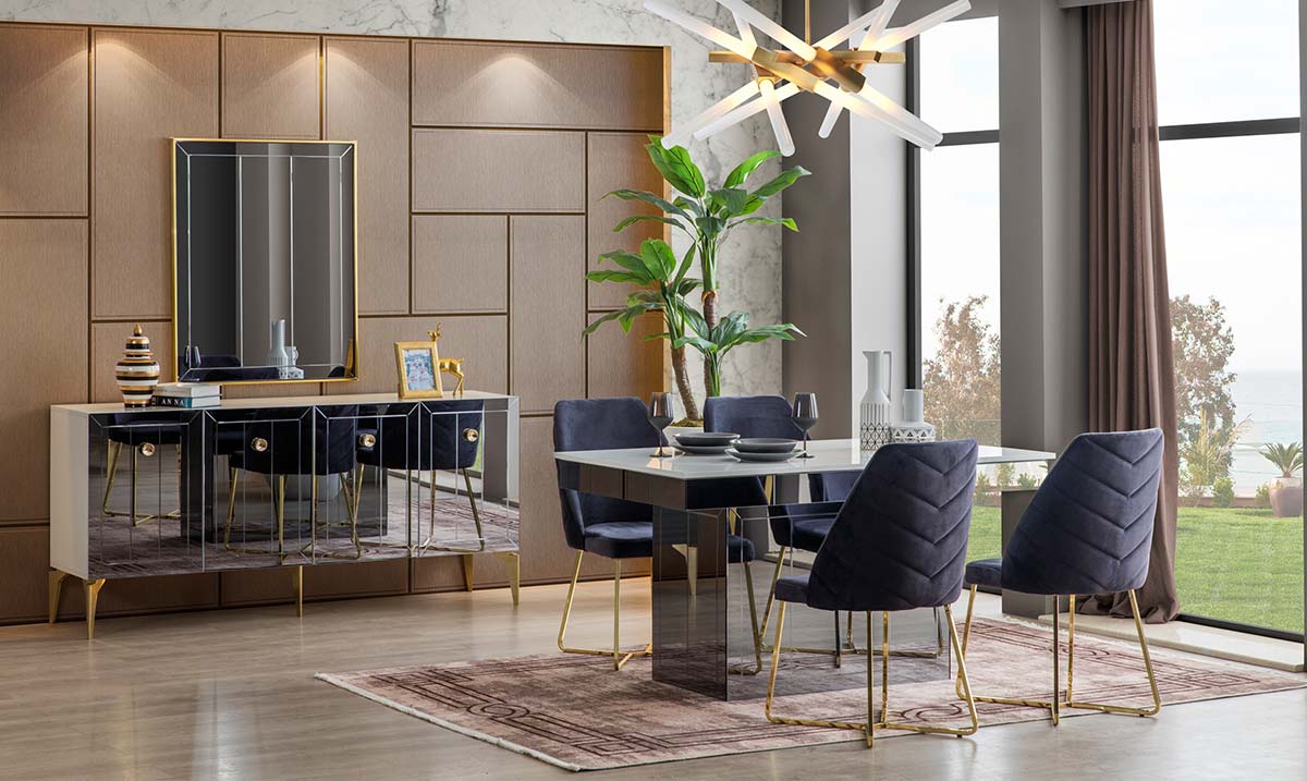 Lexus Gold Metal Ayaklı Yemek Odası Takımı Yemek Odası