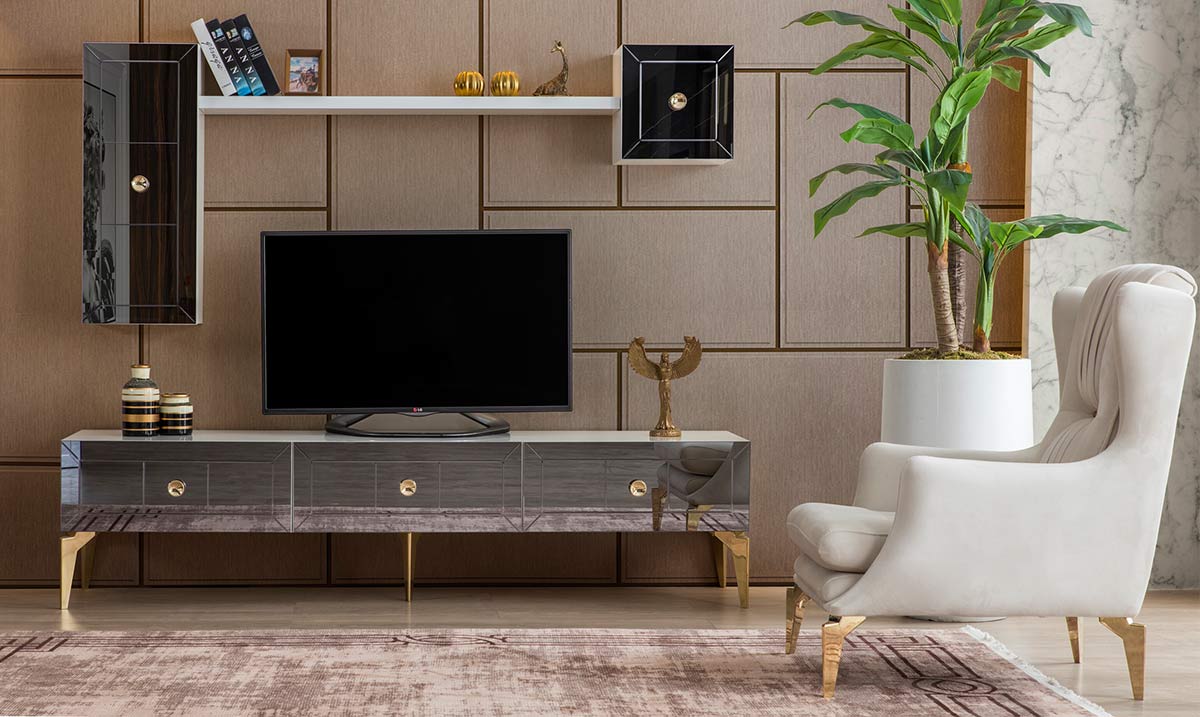 Lexus Gold Metal Ayaklı Tv Ünitesi TV Ünitesi