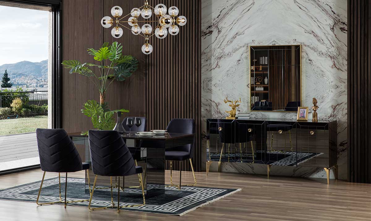 Lexus Ceviz Metal Ayaklı Yemek Odası Takımı Yemek Odası