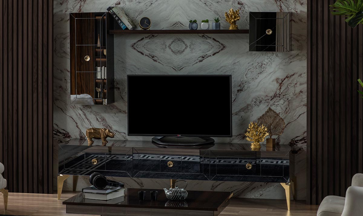 Lexus Ceviz Metal Ayaklı TV Ünitesi TV Ünitesi