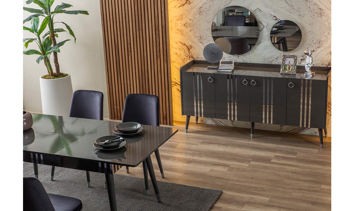 Lotus Antrasit Yemek Odası Takımı Yemek Odası