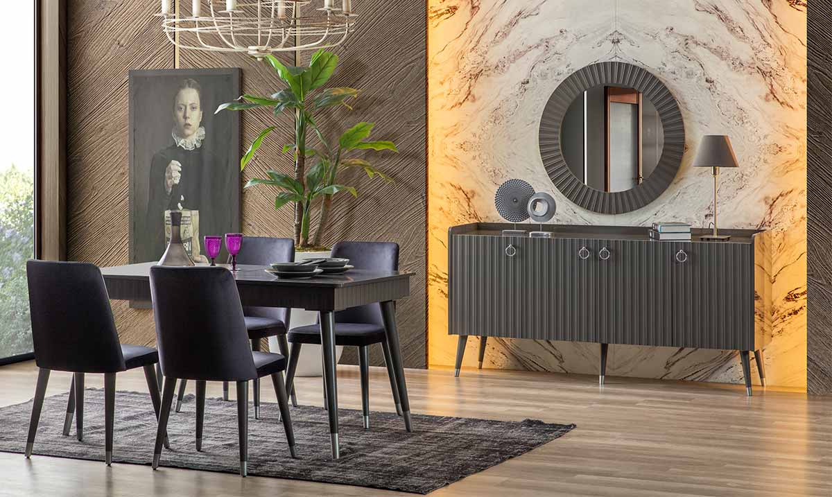 Almanya Antrasit Yemek Odası Takımı Yemek Odası
