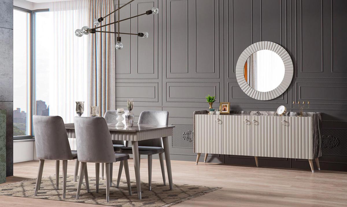 Almanya Gri Yemek Odası Takımı Yemek Odası