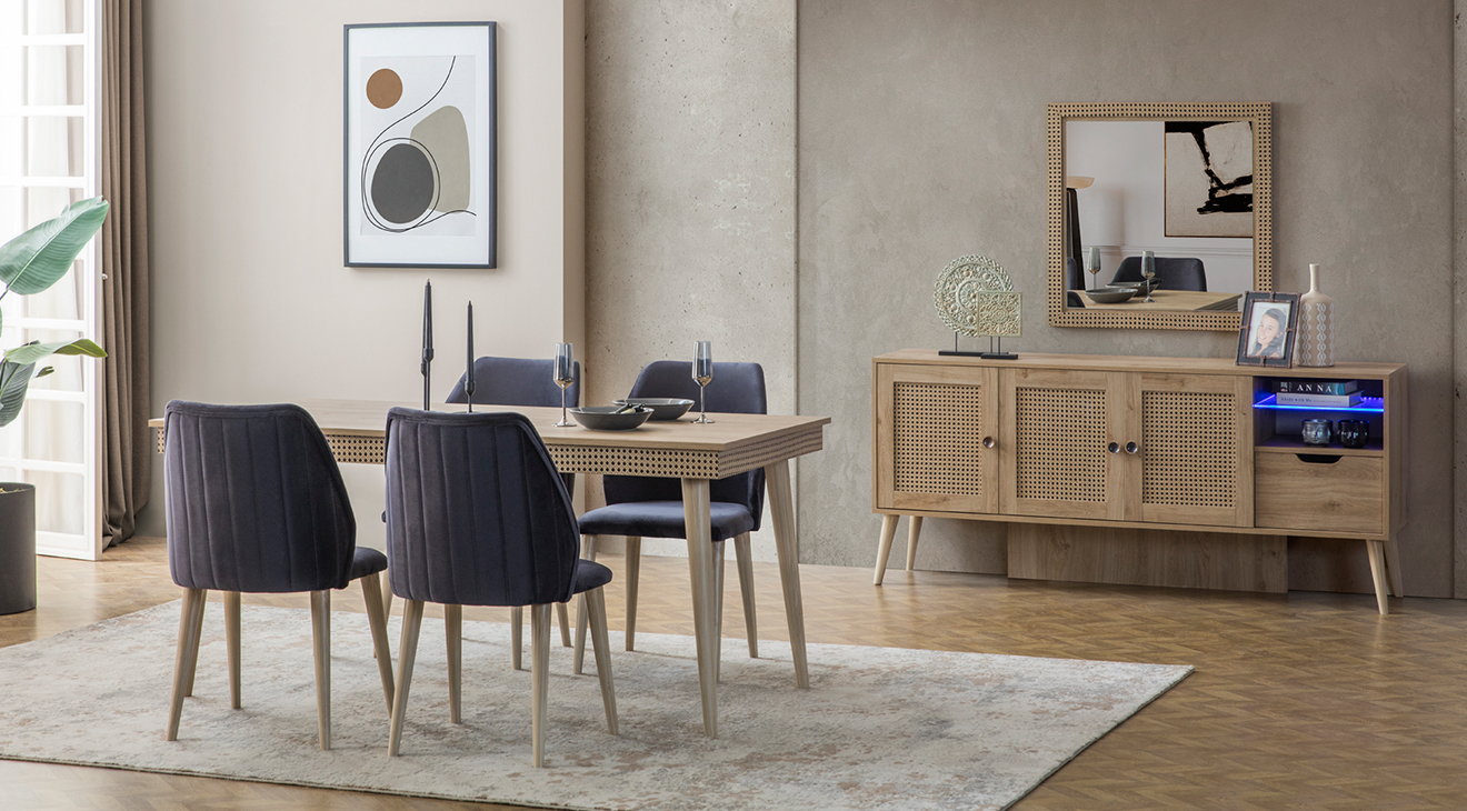 Hazeran Ahşap Ayaklı Yemek Odası Takımı Yemek Odası