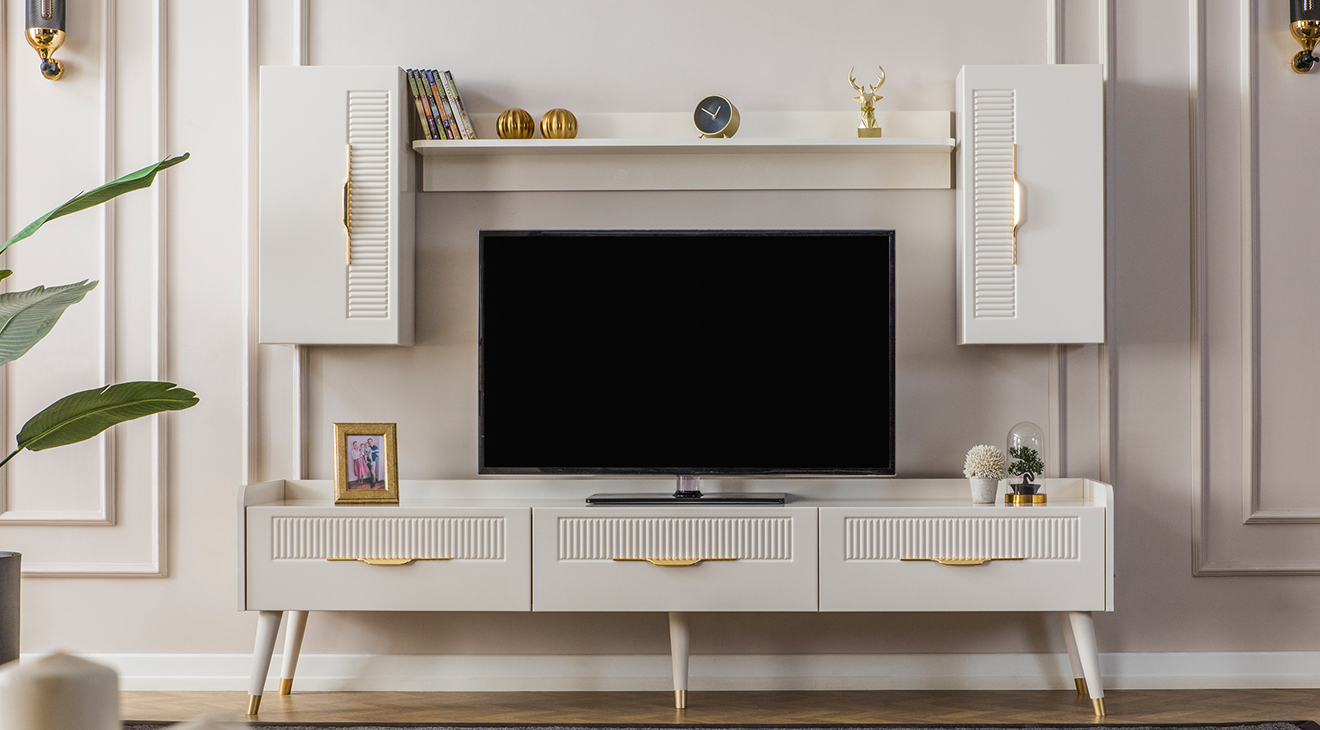 Tesla Ahşap Ayaklı Tv Ünitesi TV Ünitesi