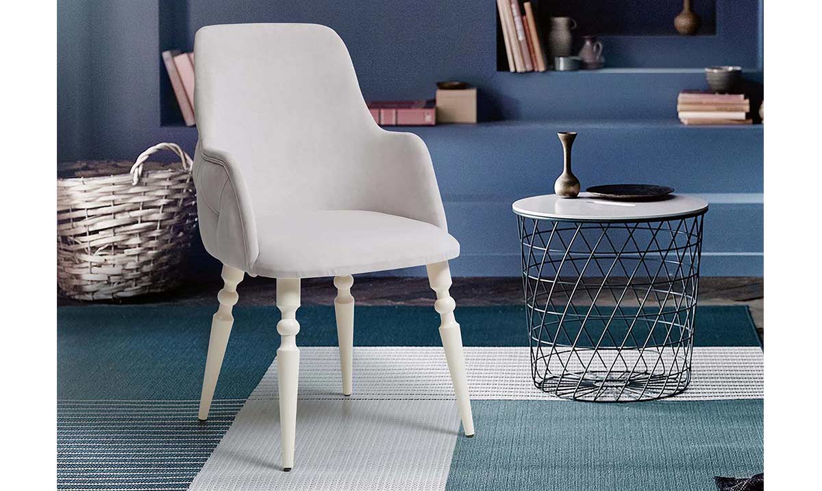 Sanat Beyaz Ahşap Ayaklı Sandalye Sandalye