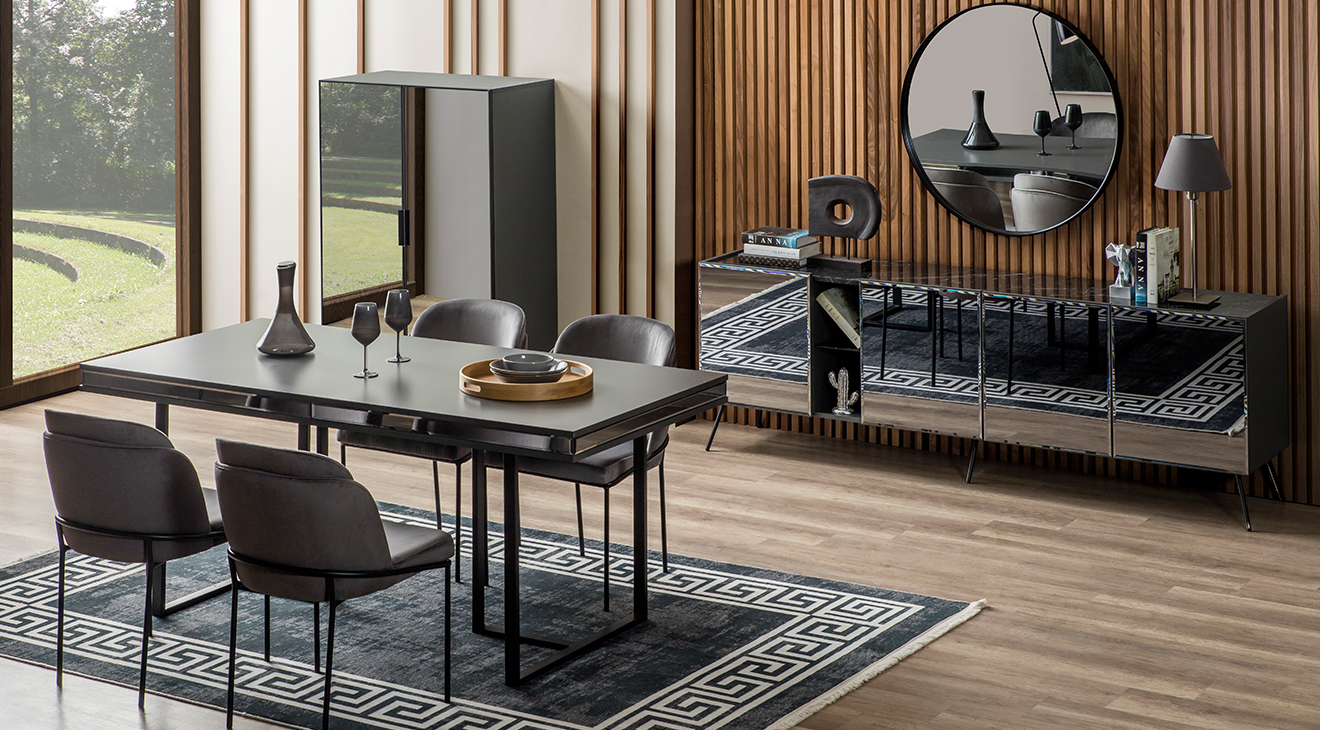 Bronze Antrasit Modern Yemek Odası Takımı Yemek Odası