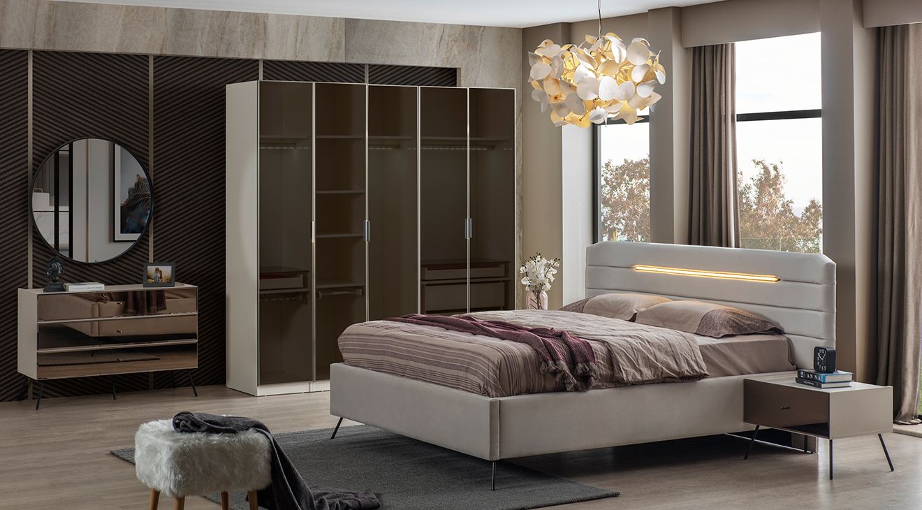 Bronze Aytaşı 5 Kapaklı Yatak Odası Takımı Yatak Odası