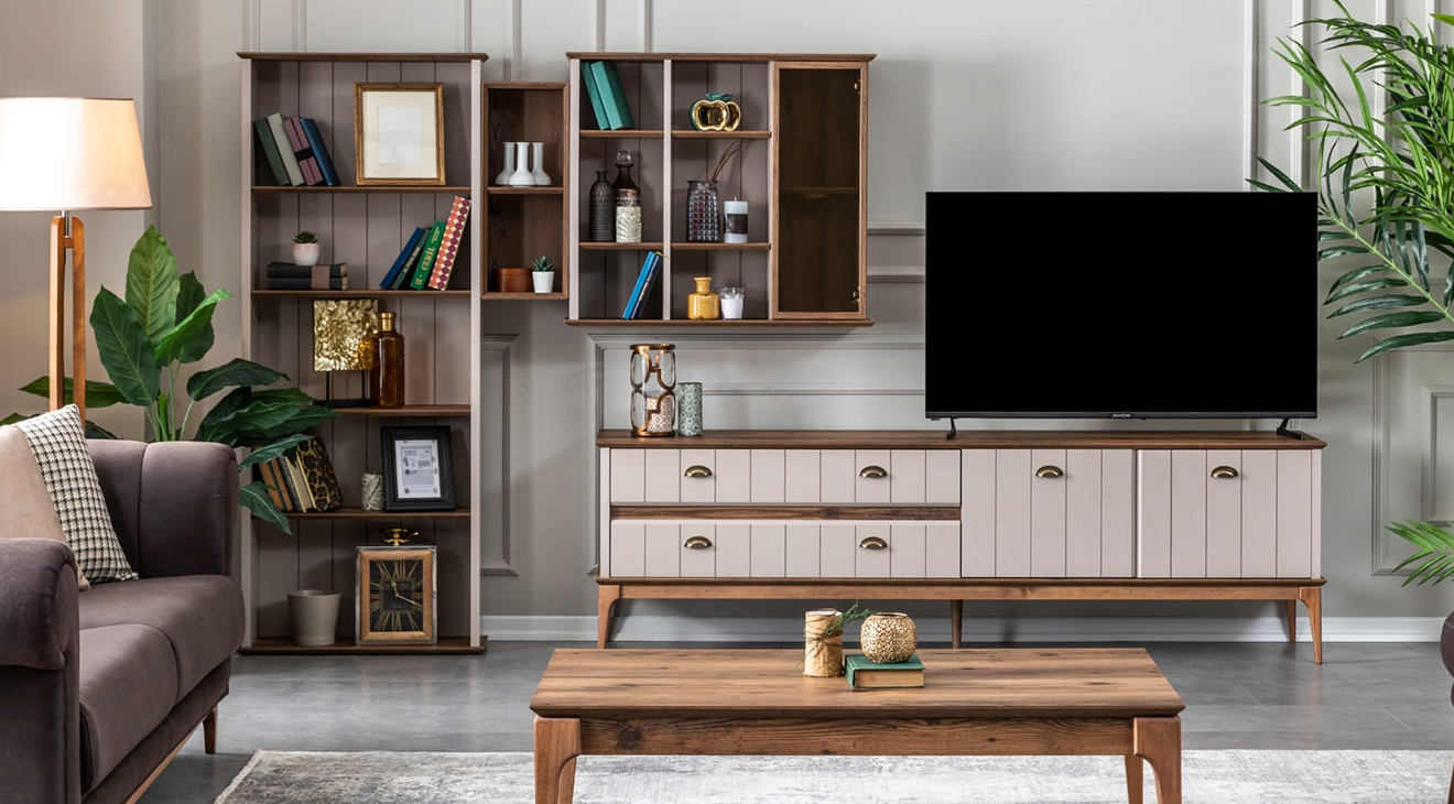 Gusto Ceviz Ahşap Ayaklı Tv Ünitesi TV Ünitesi