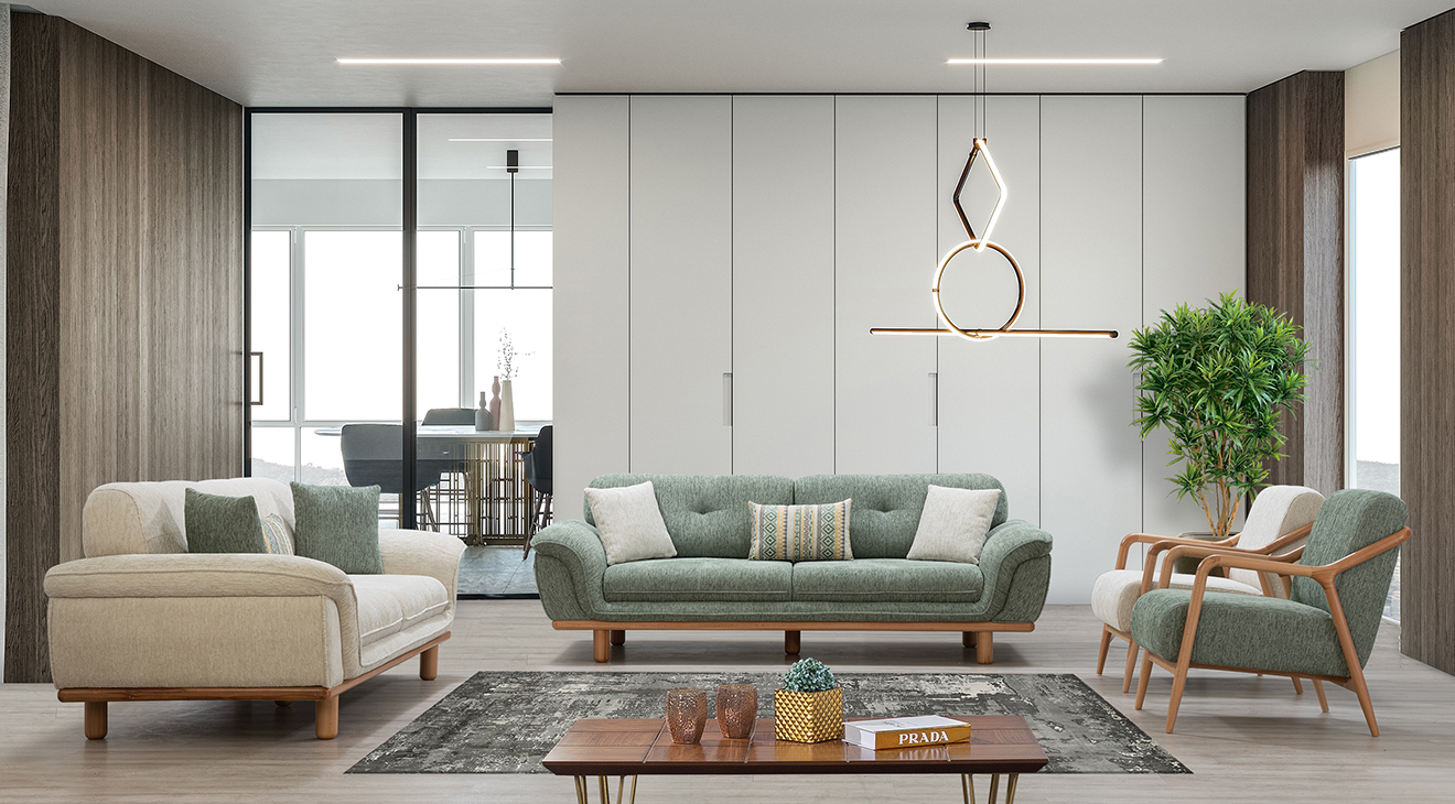 Valencia Ahşap Ayaklı Yataklı Koltuk Takımı Yataklı Koltuk Takımları