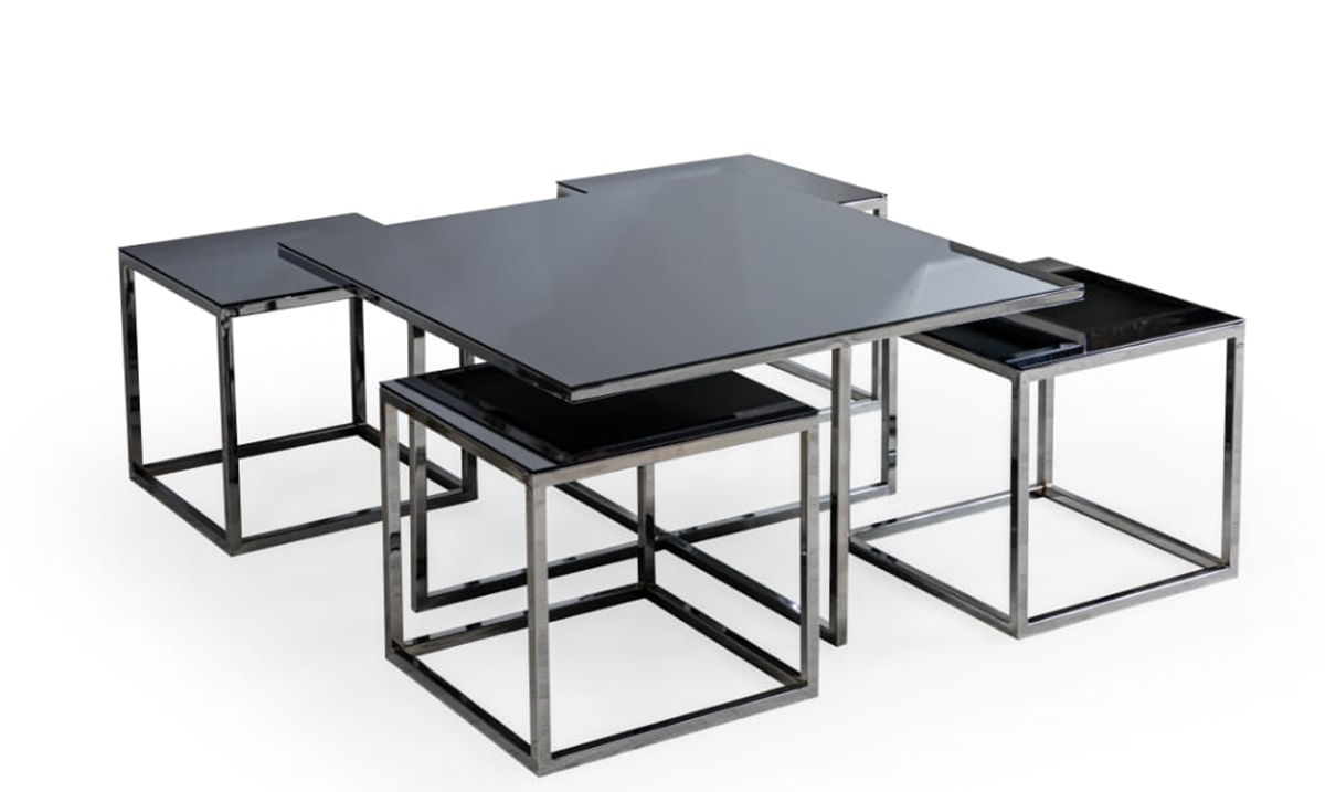 Lina Gümüş Metal Ayaklı Orta Sehpa Orta Sehpa