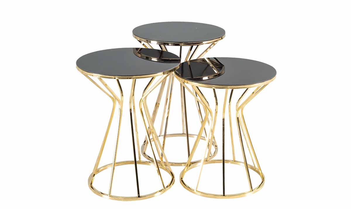 Prizma Gold Metal Ayaklı Zigon Sehpa Zigon Sehpa