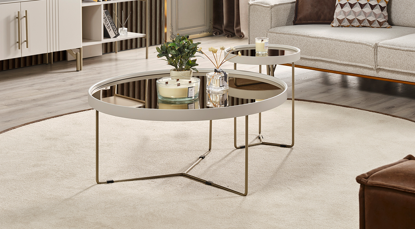 Eva Gold Metal Ayaklı Orta Sehpa Orta Sehpa