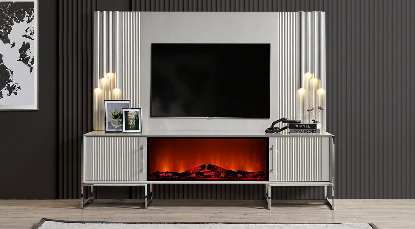 Pırlanta Şömineli Tv Ünitesi TV Ünitesi