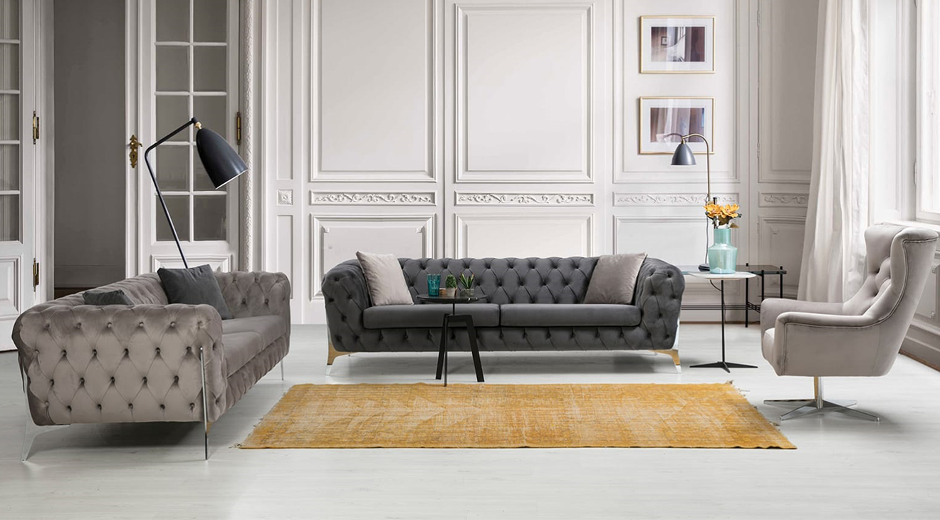 Lacase Metal Ayaklı Chester Koltuk Takımı Koltuk Takımı