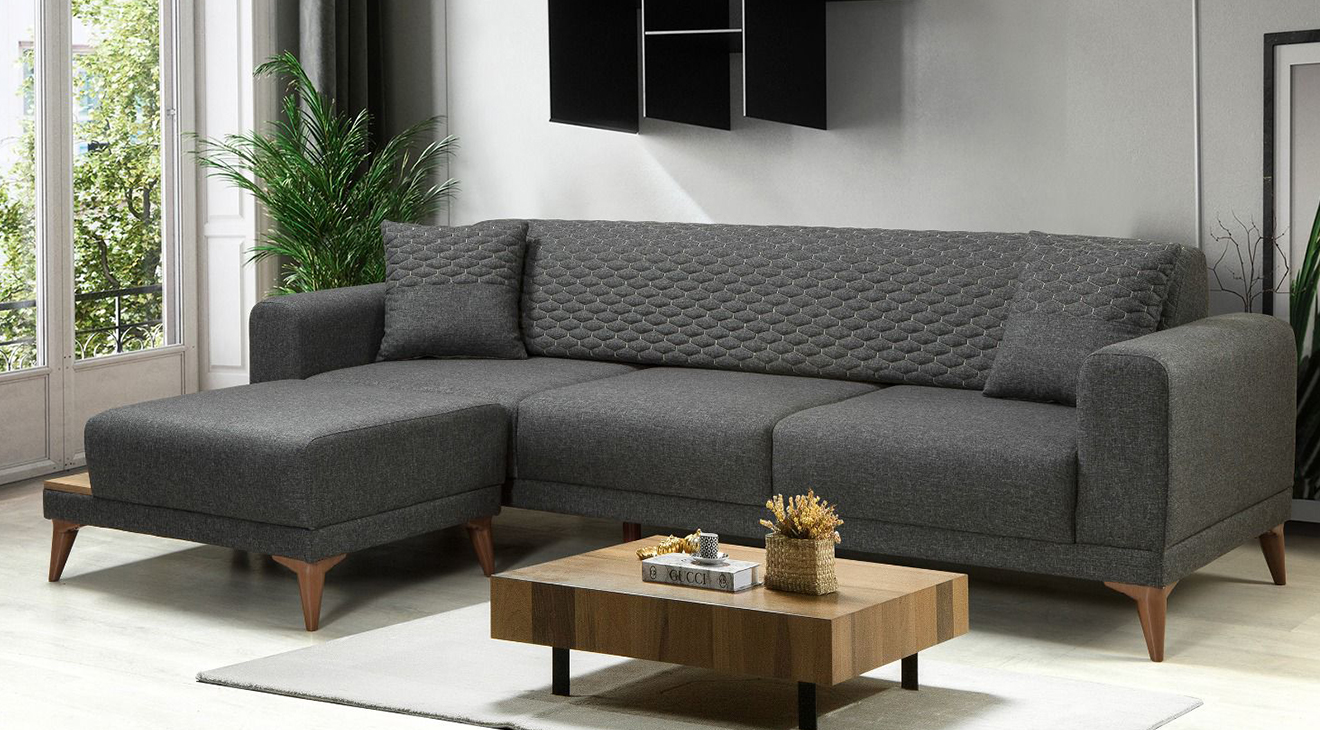 Stil Ahşap Ayaklı Yataklı Köşe Koltuk Takımı Yataklı KöşeTakımları