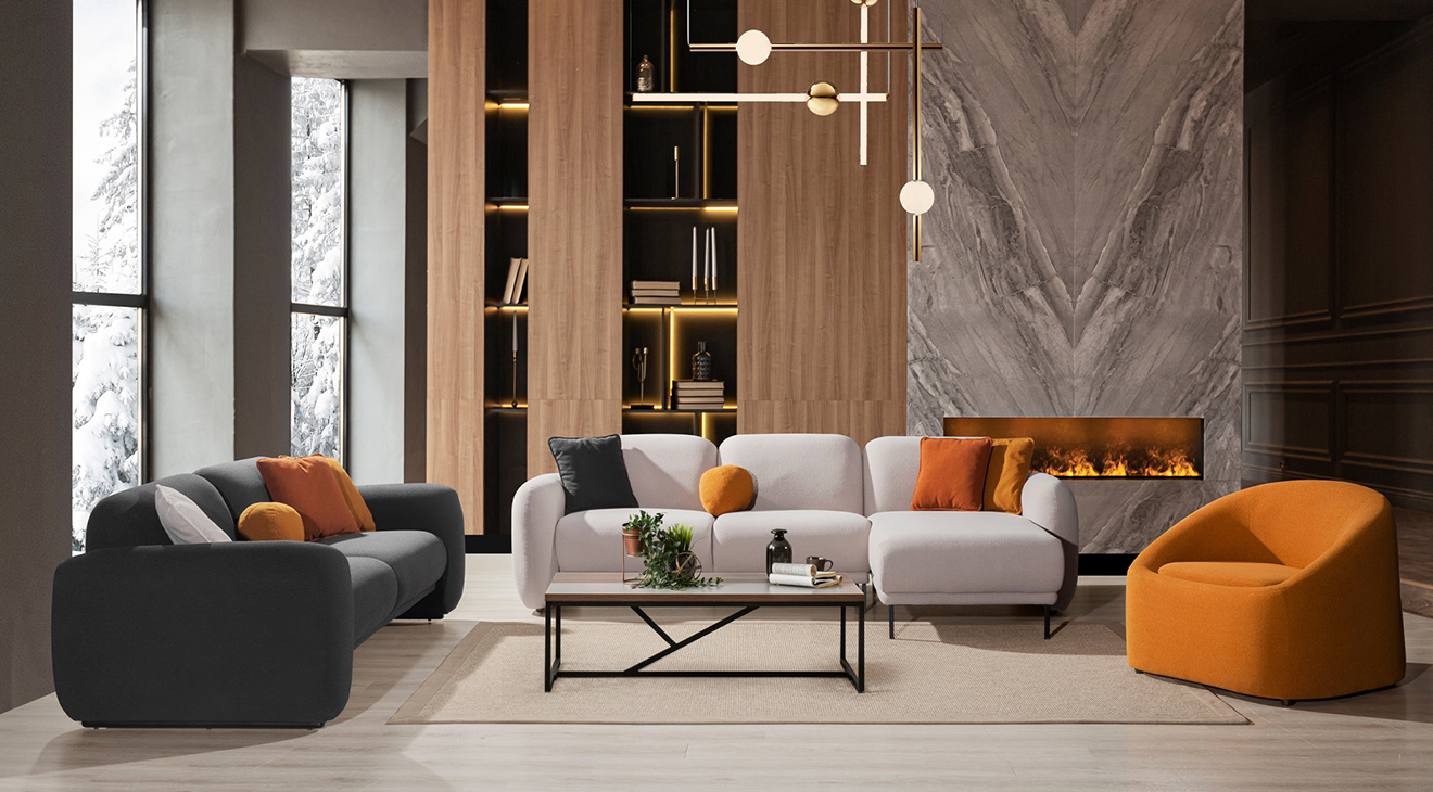 Puffy Kanepeli Köşe Koltuk Takımı Köşe Koltuk