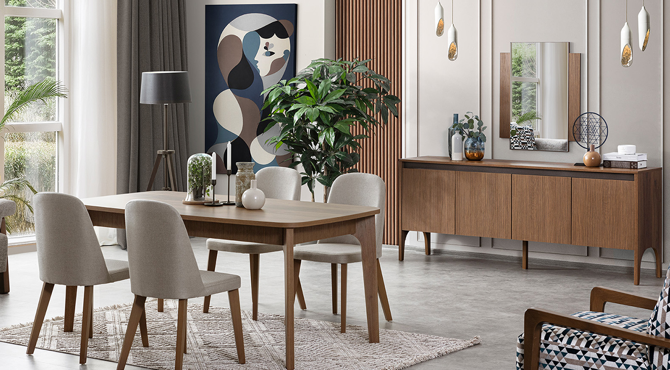 Wood Ahşap Ayaklı Yemek Odası Takımı Yemek Odası
