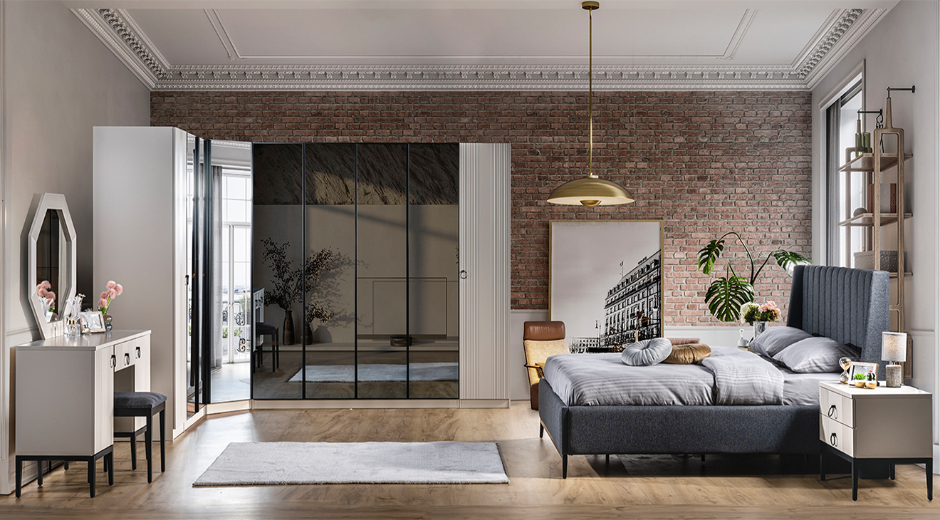 Mass Köşe Dolaplı Yatak Odası Takımı Köşe Dolap