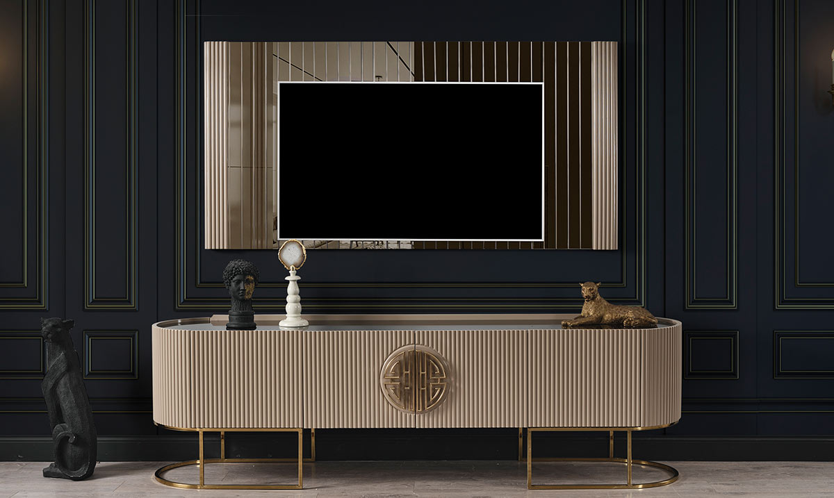 Gucci Gold Metal Ayaklı Tv Ünitesi TV Ünitesi