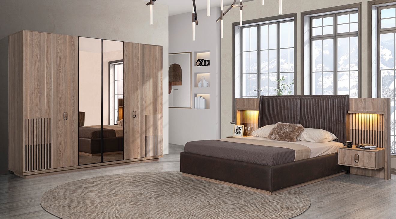 Arena Ceviz 6 Kapaklı Yatak Odası Takımı Yatak Odası