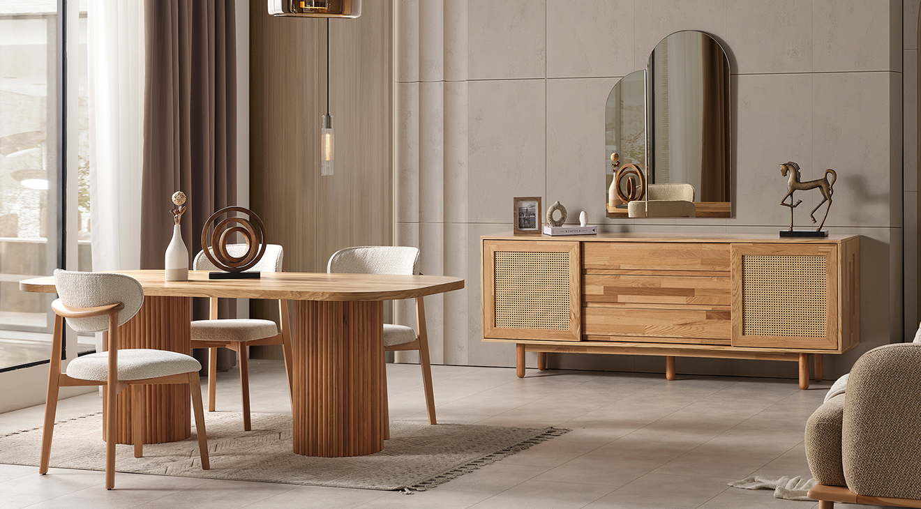 Bohem Ceviz Yemek Odası Takımı Yemek Odası