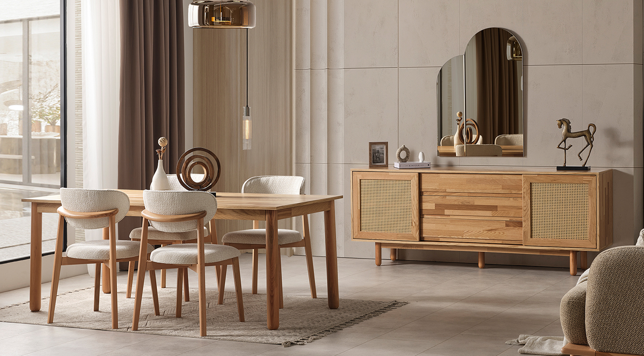 Bohem Modern Ceviz Yemek Odası Takımı Yemek Odası