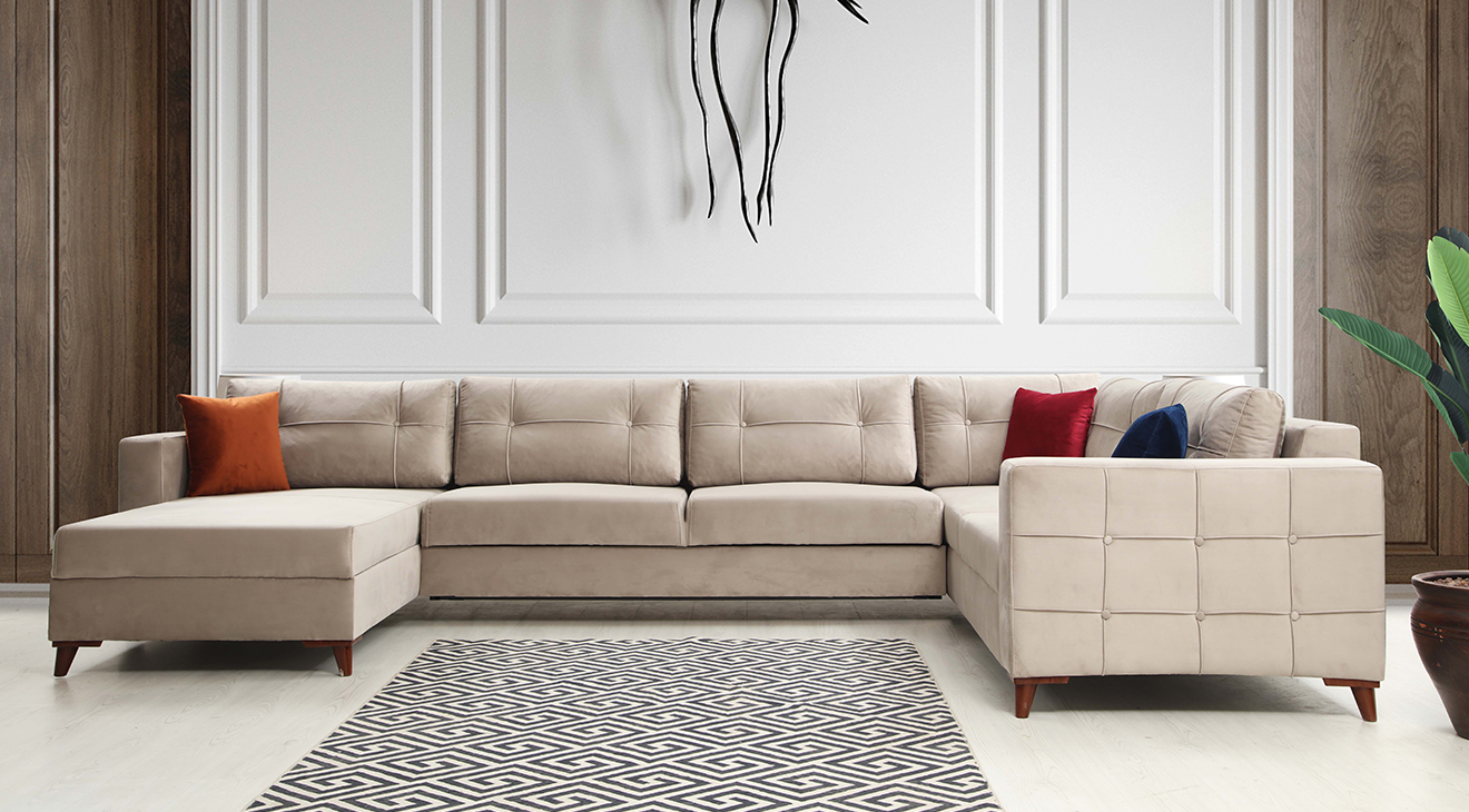 Alya U Yataklı Sandıklı Köşe Koltuk Takımı Yataklı ve Sandıklı Koltuk Takımları