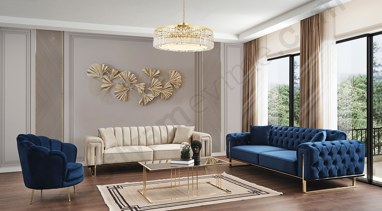 Tema Yataklı Gold Metal Ayaklı Koltuk Takımı Yataklı Koltuk Takımları