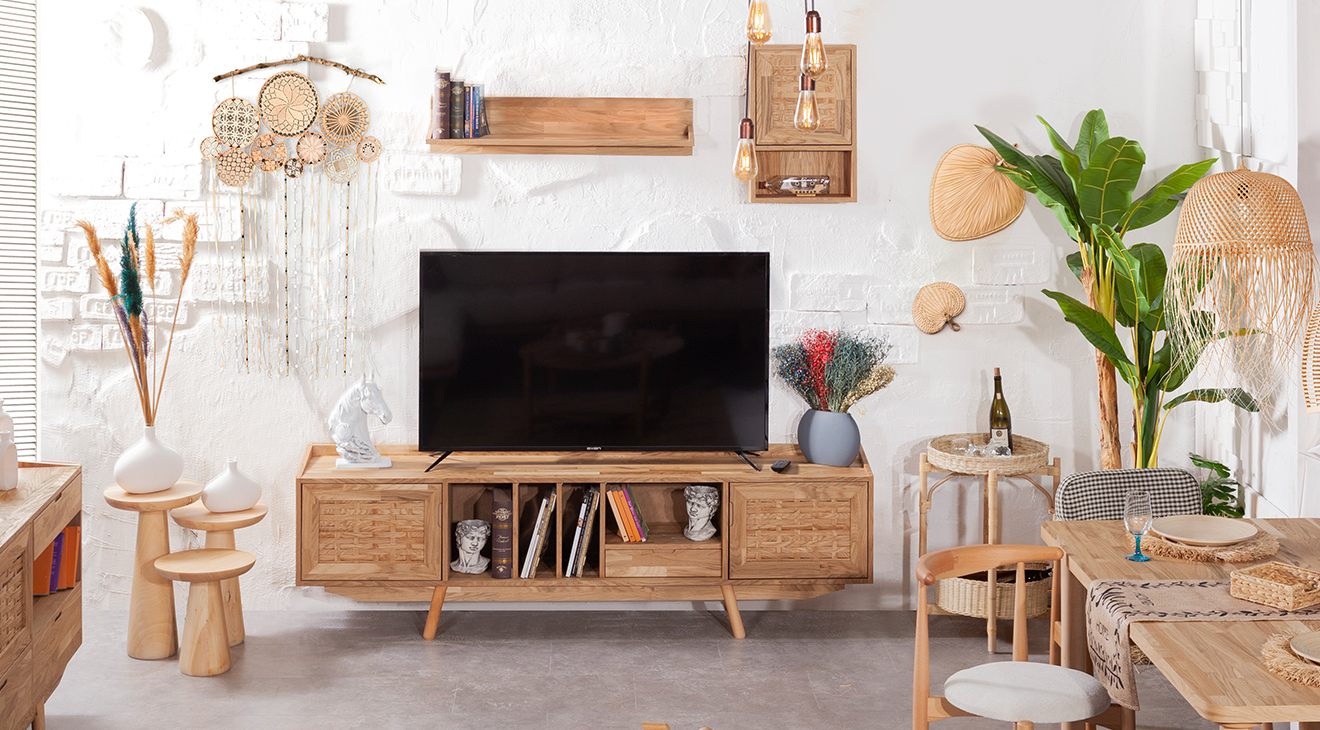 Loft Ahşap Ayaklı Modern Tv Ünitesi TV Ünitesi