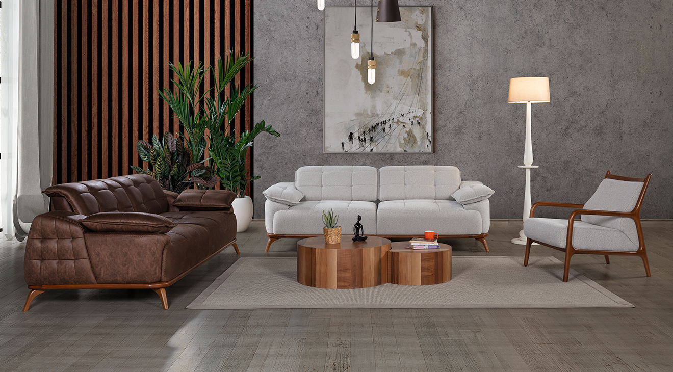 Loft Ahşap Ayaklı Yataklı Koltuk Takımı(Açık Berjer) Yataklı Koltuk Takımları