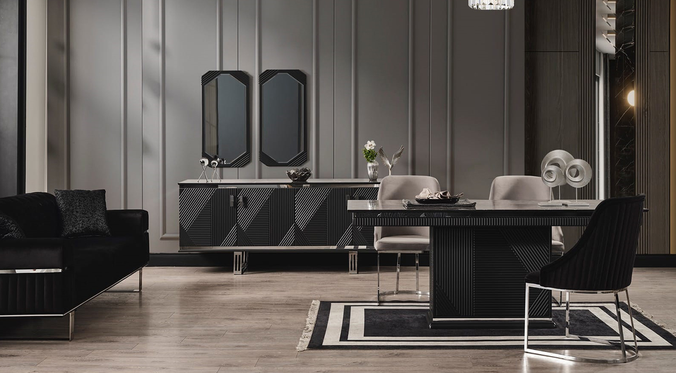 Quatro Q3 Antrasit Yemek Odası Takımı Yemek Odası