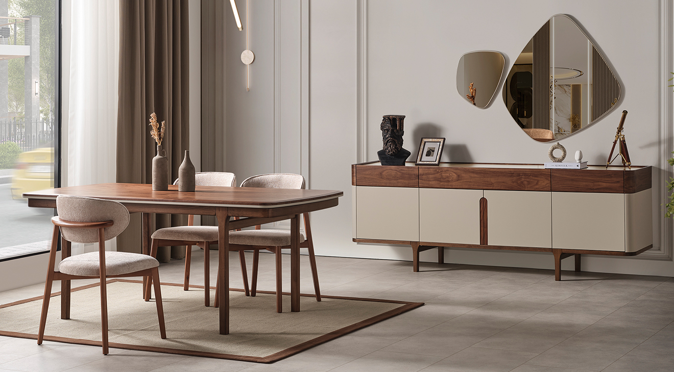 Mirabella Ahşap Ayaklı Modern Yemek Odası Takımı Yemek Odası