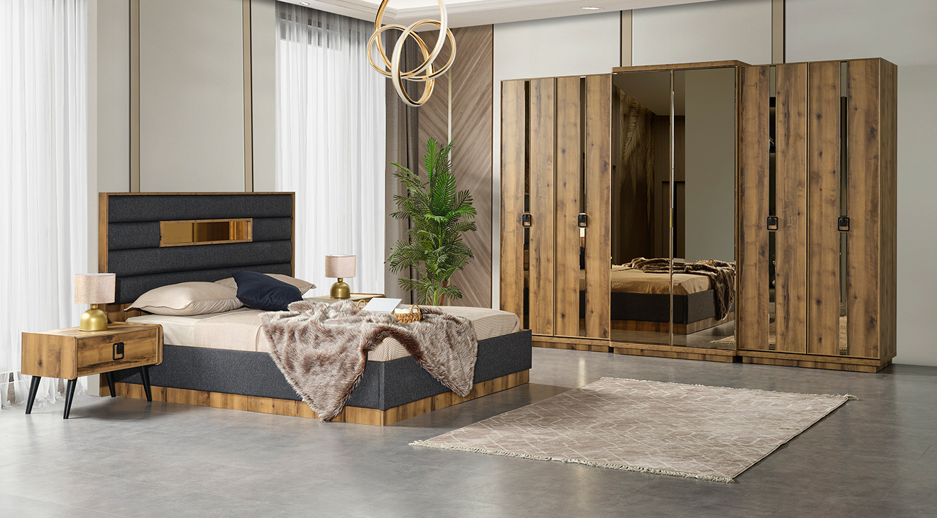 Mira Ceviz 6 Kapaklı Yatak Odası Takımı Yatak Odası