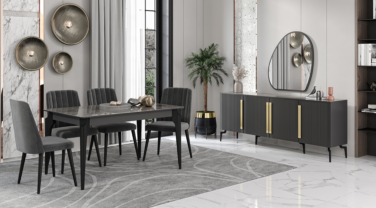 Çatalca Antrasit Yemek Odası Takımı Yemek Odası