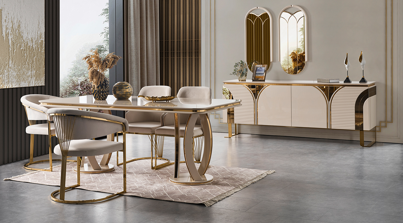 İmaj Gold Metal Ayaklı Yemek Odası Takımı Yemek Odası