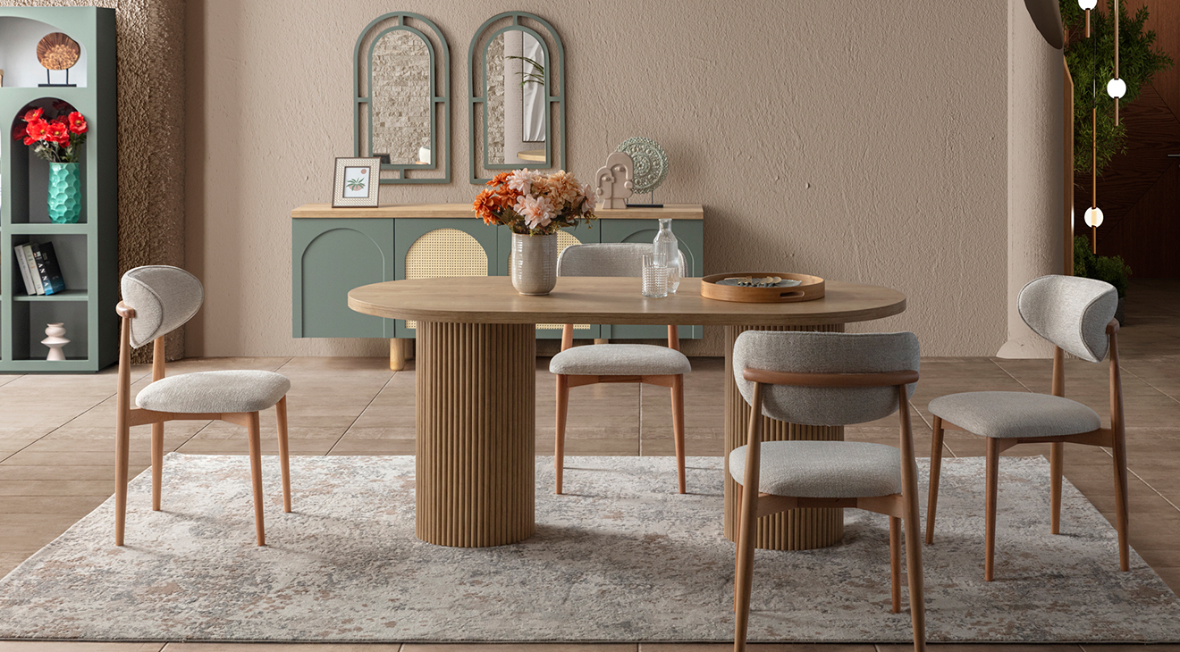 Siena Ahşap Ayaklı Modern Yemek Odası Takımı Yemek Odası