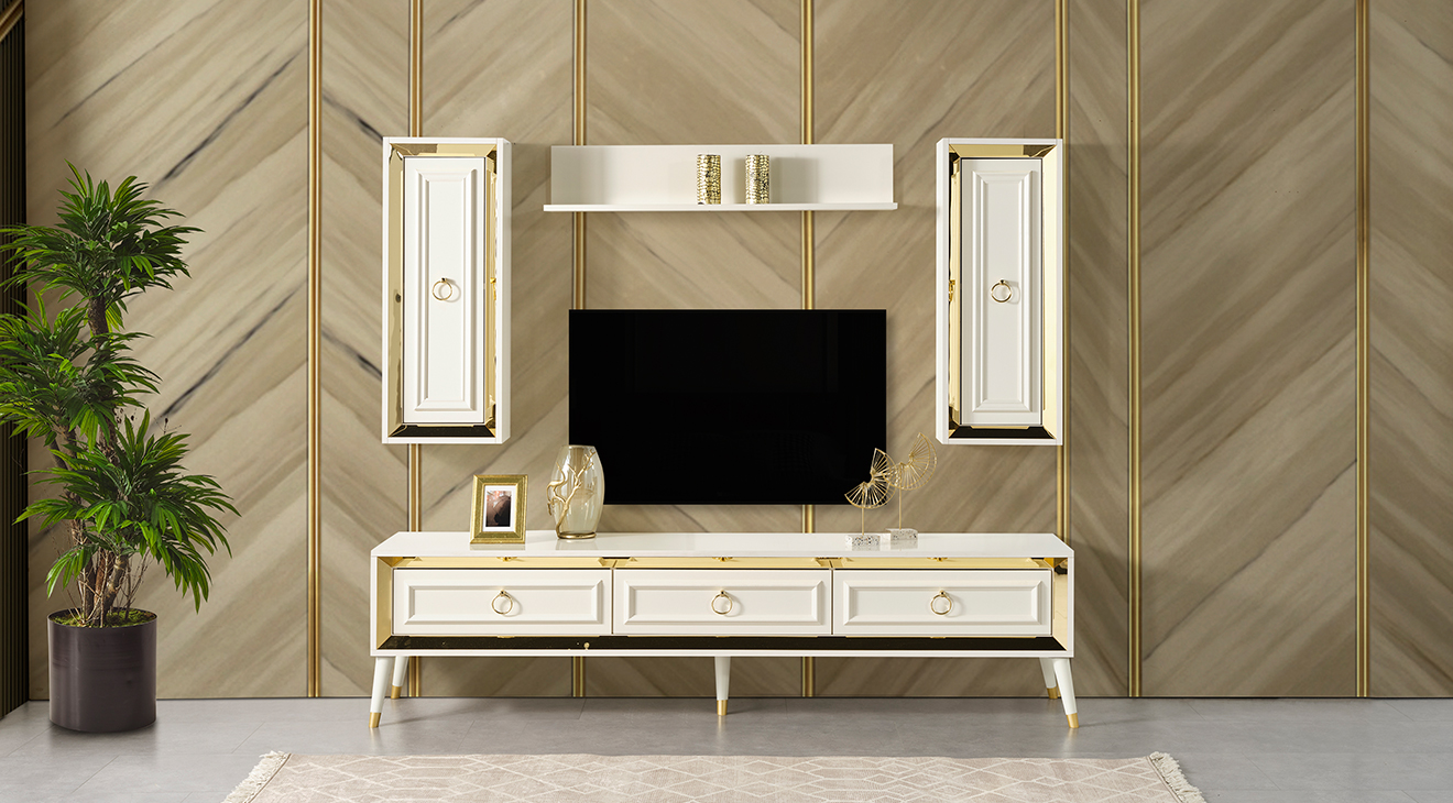 Rosa Aytaşı Ahşap Ayaklı Tv Ünitesi TV Ünitesi