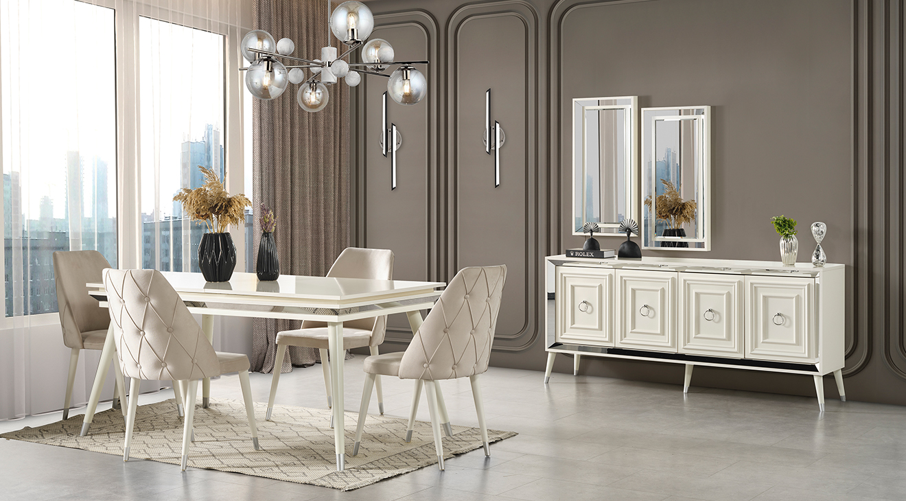 Rosa Ahşap Ayaklı Yemek Odası Takımı Yemek Odası