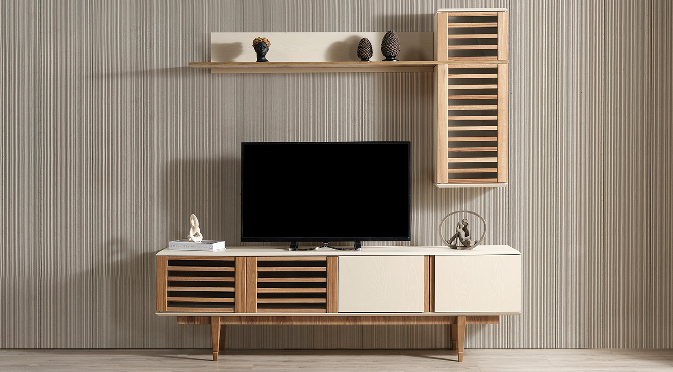 Linda Ahşap Ayaklı Tv Ünitesi TV Ünitesi