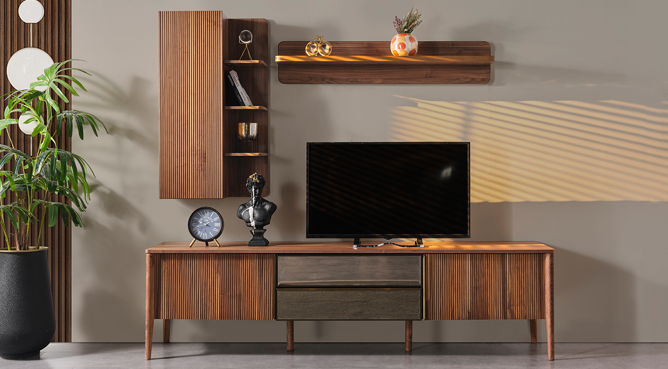 Antik Ahşap Ayaklı Tv Ünitesi TV Ünitesi