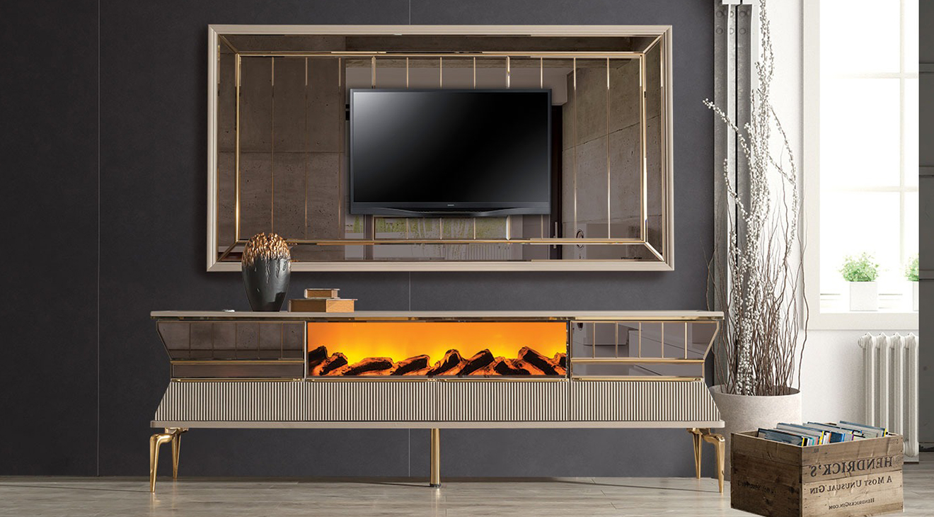 Valentina Selenit Şömineli Tv Ünitesi TV Ünitesi